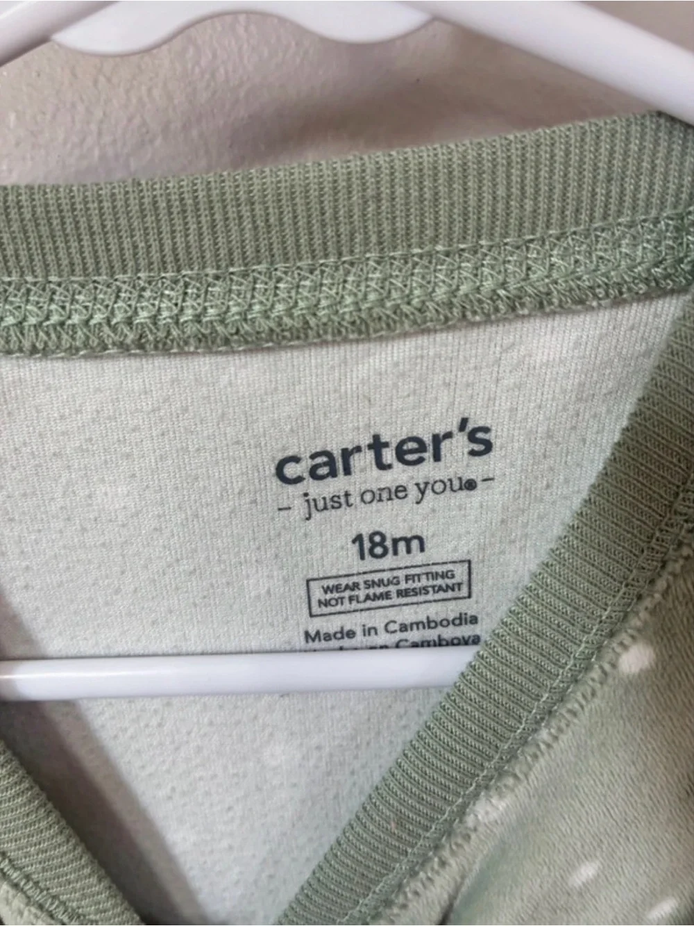 Carter's Green Polka Dot Footed One-Piece with Pink Heart & Blue Cloud Sleepers
